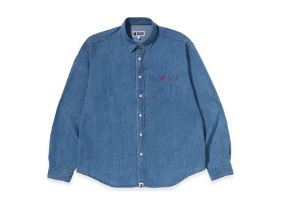 A BATHING APE Ape Head Relaxed Fit Denim Shirt "Light Indigo"