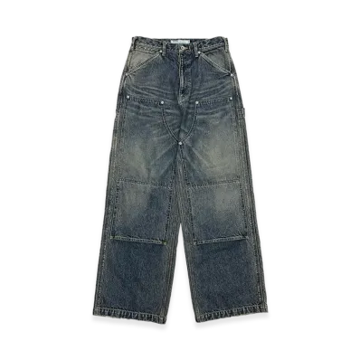 DAIRIKU Vintage Washed Painter Denim Wide Pants "Indigo"