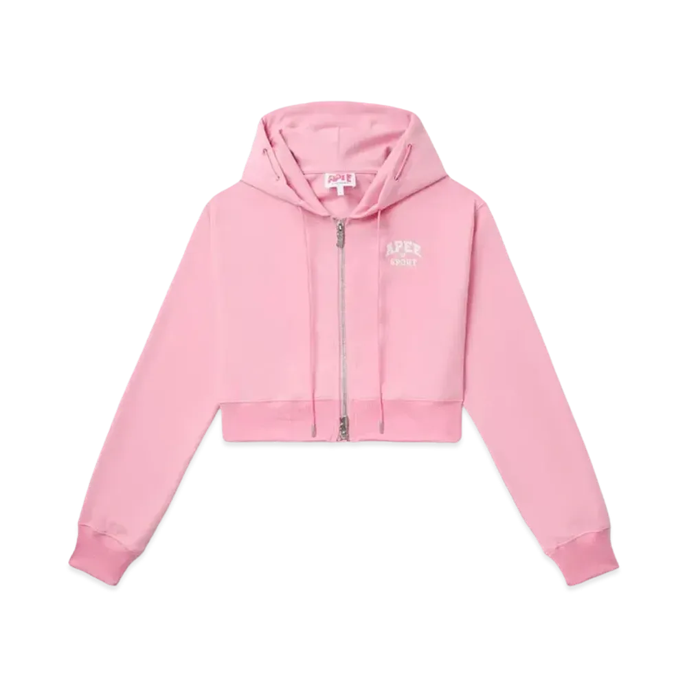 A BATHING APE Zip Up Crop Hoodie "Pink"