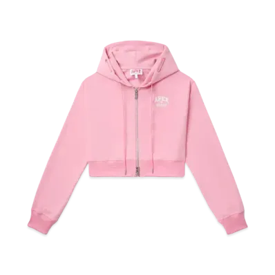 A BATHING APE Zip Up Crop Hoodie "Pink"