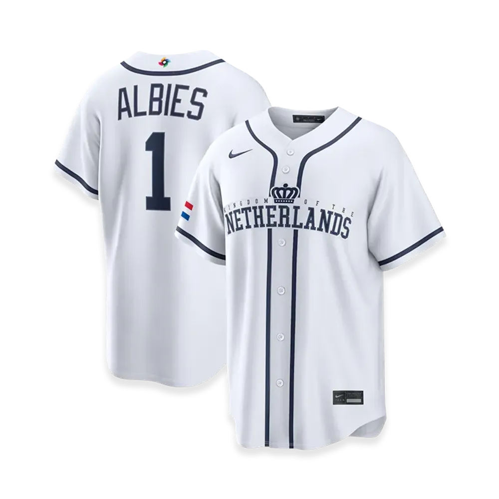 Nike 2026WBC World Baseball Classic Ozzie Albies Netherlands Baseball Home Stadium Jersey "White"
