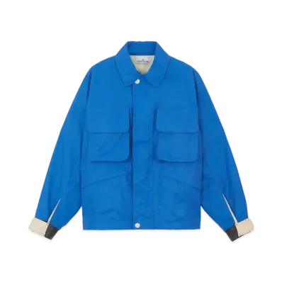 Stone Island 445X2 Nylon Canvas With Plated Reflective Stone Island Marina "Bright Blue"