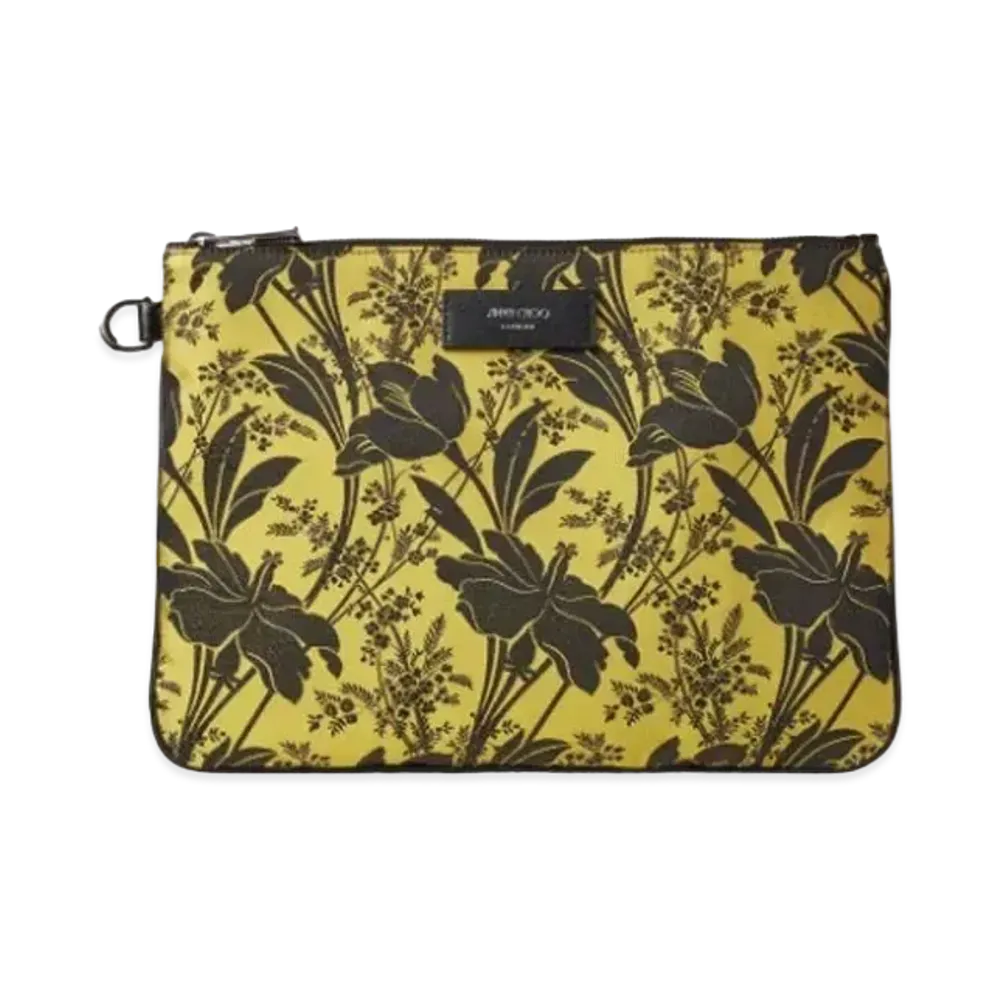JIMMY CHOO DEREK-N Paisley Fabric Clutch Bag "Lime"