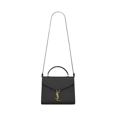Saint Laurent Cassandra Medium Top Handle Bag In Grain De Poudre Embossed Leather "Black"