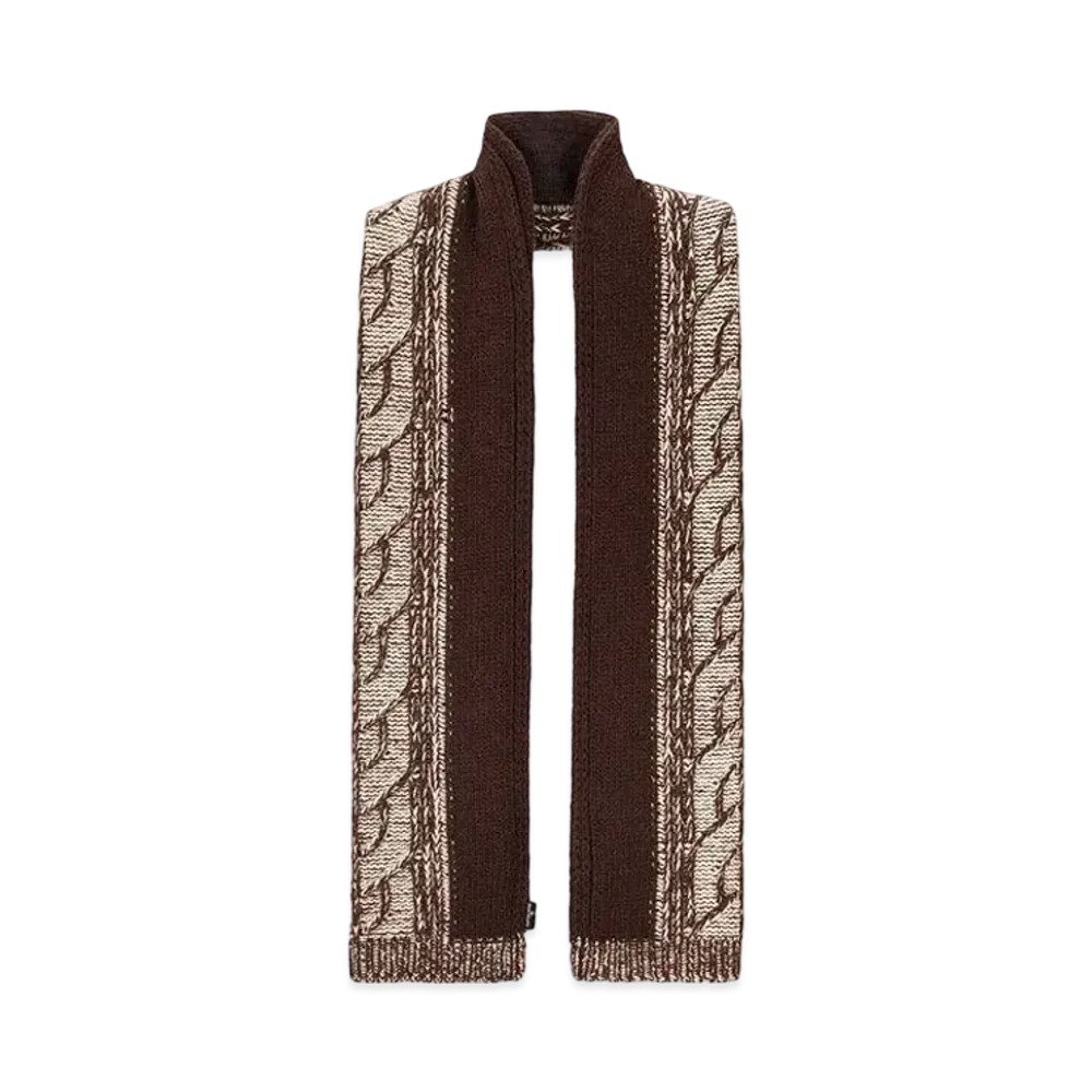 Stone Island N20D8 LAMBSWOOL WITH ARAN MOTIF "Dark Brown"