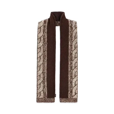 Stone Island N20D8 LAMBSWOOL WITH ARAN MOTIF "Dark Brown"