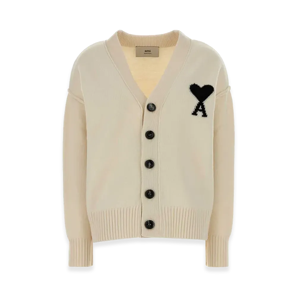 AMI PARIS Women's Wool Cardigan "Ivory"