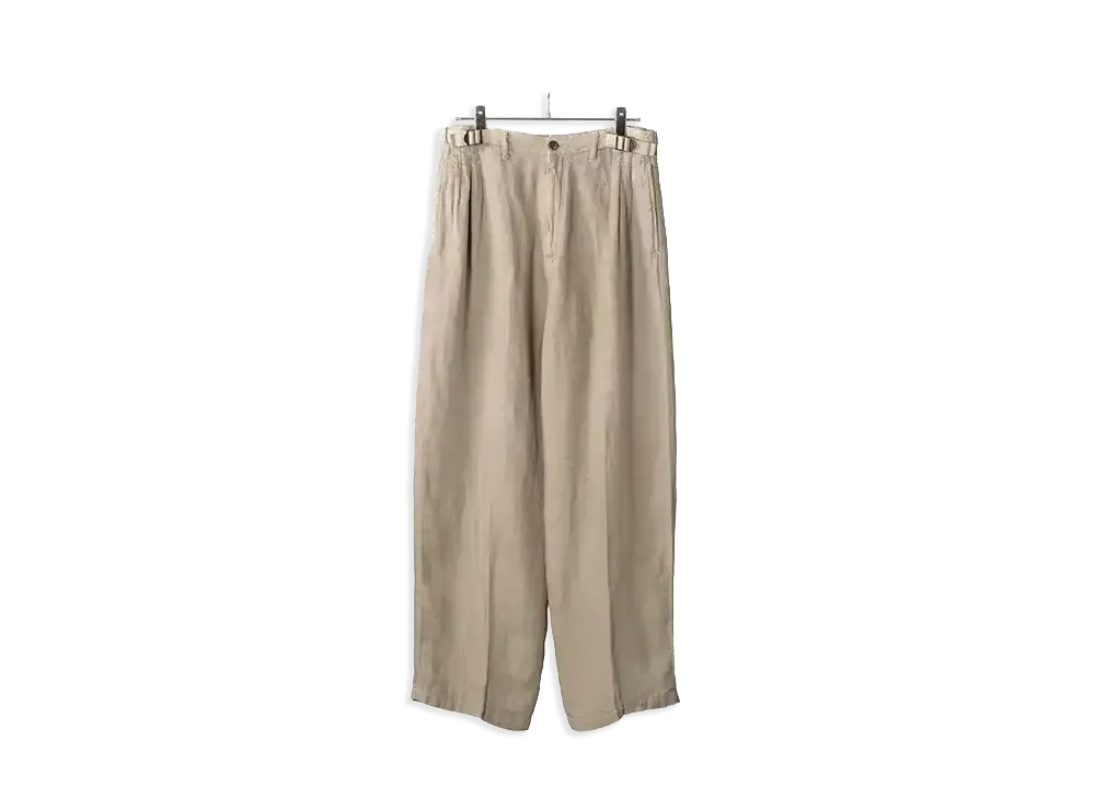 ANCELLM Belted Linen Tuck Slacks "Beige"