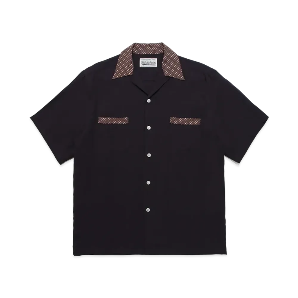 WACKO MARIA TWO TONW OPEN COLLAR SHIRT "Black"