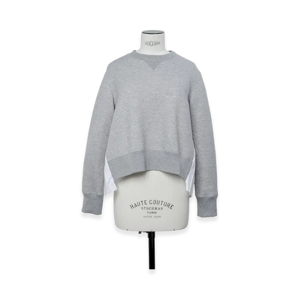 sacai Sponge Sweat x Cotton Poplin Pullover "Light Gray/Off White"