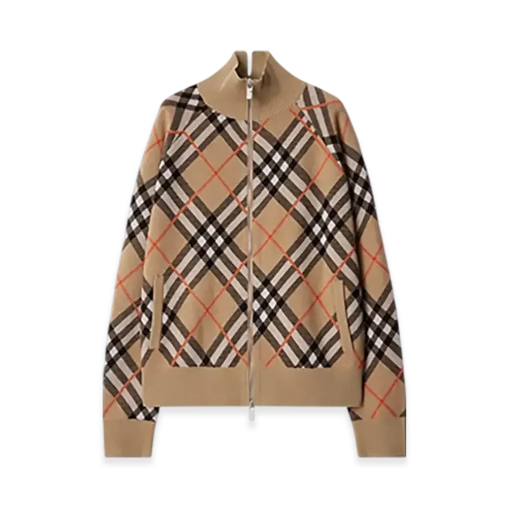 Burberry Check Wool Mohair Blend Jacket "Sand"