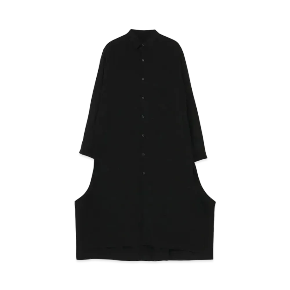 Yohji Yamamoto Y's DE CHINE CURVE SLIT BLOUSE "Black"