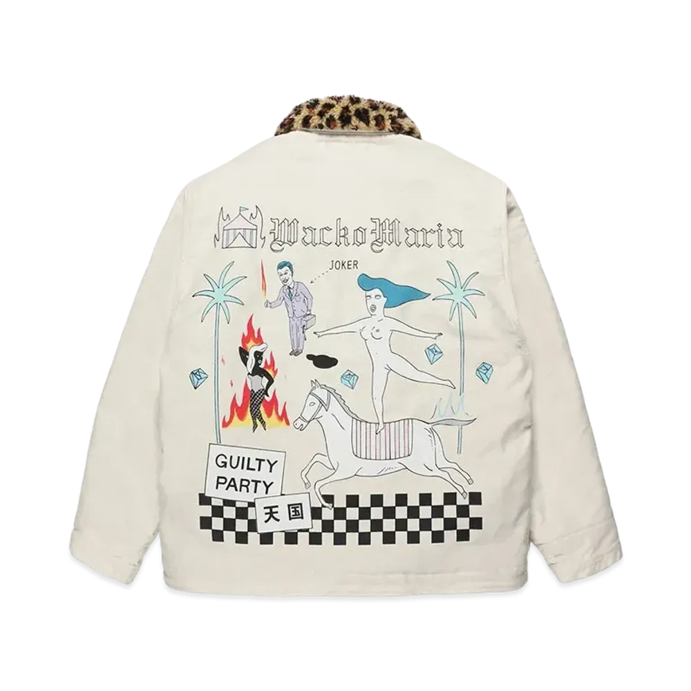 WACKO MARIA Leopard Boa Deck Jacket "Off White"