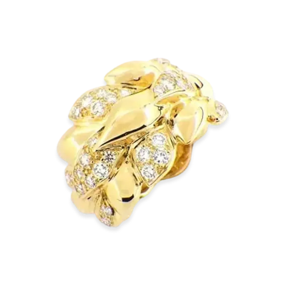 CHANEL Leaf Motif Diamond Ring 18K "Yellow Gold"