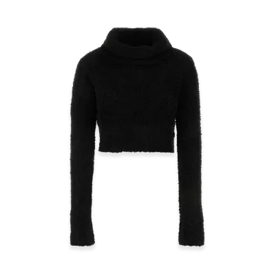 Saint Laurent Women's Pull Crop Col Roule "Black"