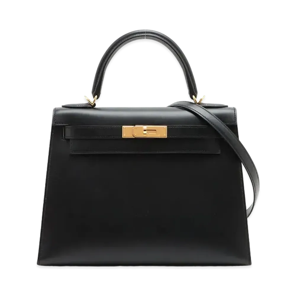 Hermes Kelly Sellier Tadelakt "Noir/Gold"
