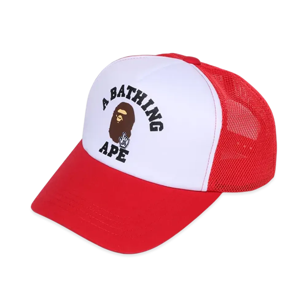 A BATHING APE Go Ape Pointer College Mesh Cap Bapec "Red"