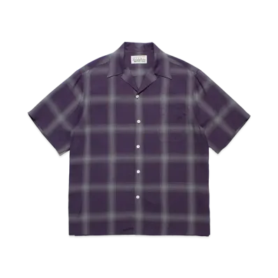 WACKO MARIA Check Open Collar Shirt "Purple"