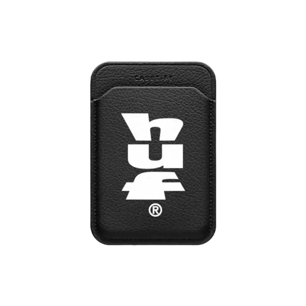 HUF x CASETiFY White Logo Snappy Leather Wallet "Black"