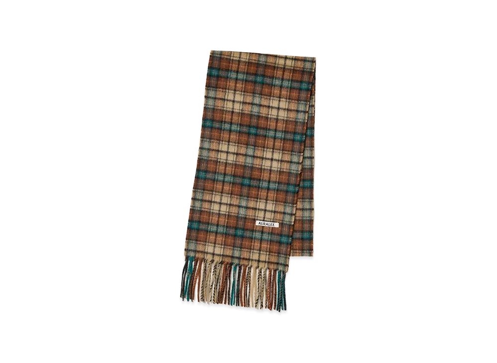 AURALEE Cashmere Check Long Stole "Red Brown Check"