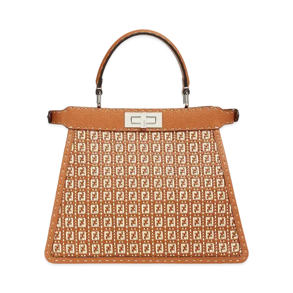 FENDI Peekaboo Iseeu Medium Braided Leather Bag "Brown/Pink"