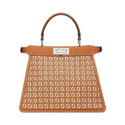 FENDI Peekaboo Iseeu Medium Braided Leather Bag "Brown/Pink"