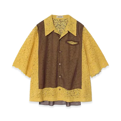 UNDERCOVER Cotton Rayon Lace Shirt "Yellow"
