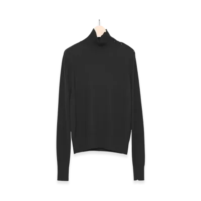 COMOLI Shoulder Button High Neck Knit "Black"