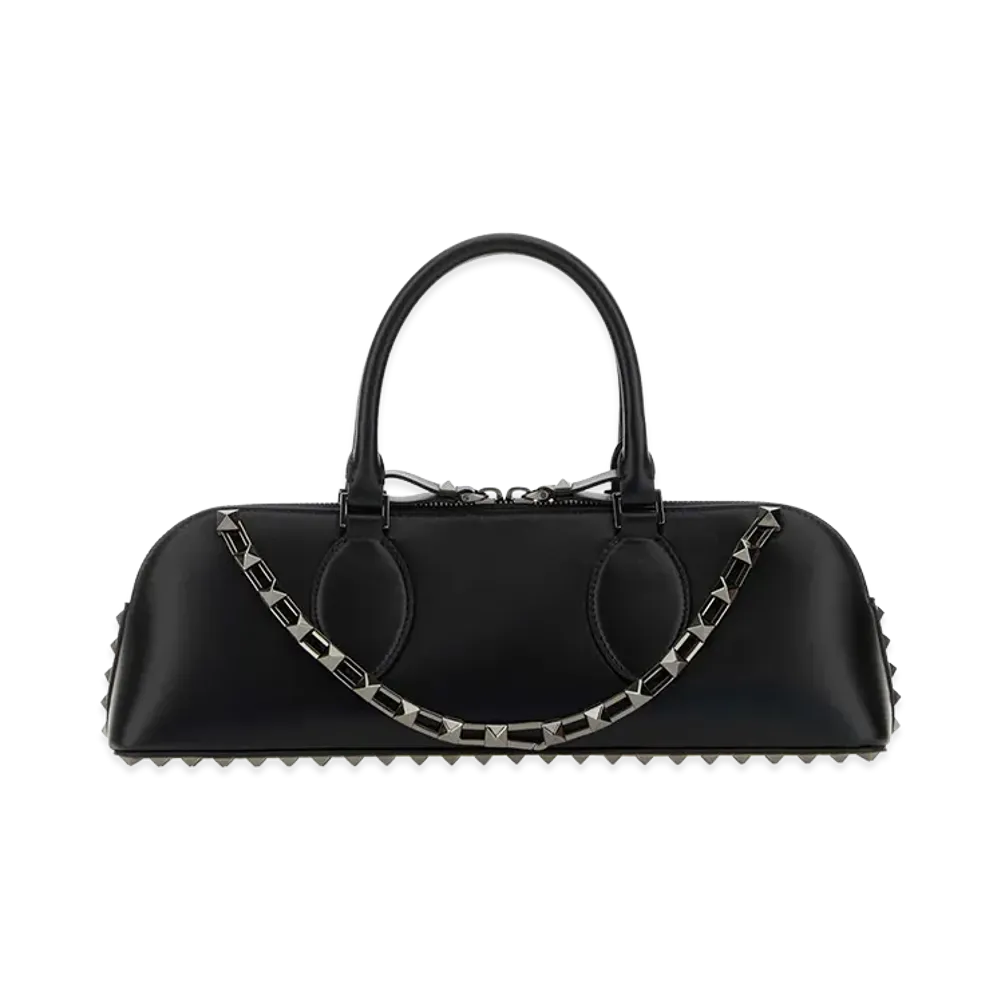 Valentino Women's Leather Rockstud East-West Handbag "Black"