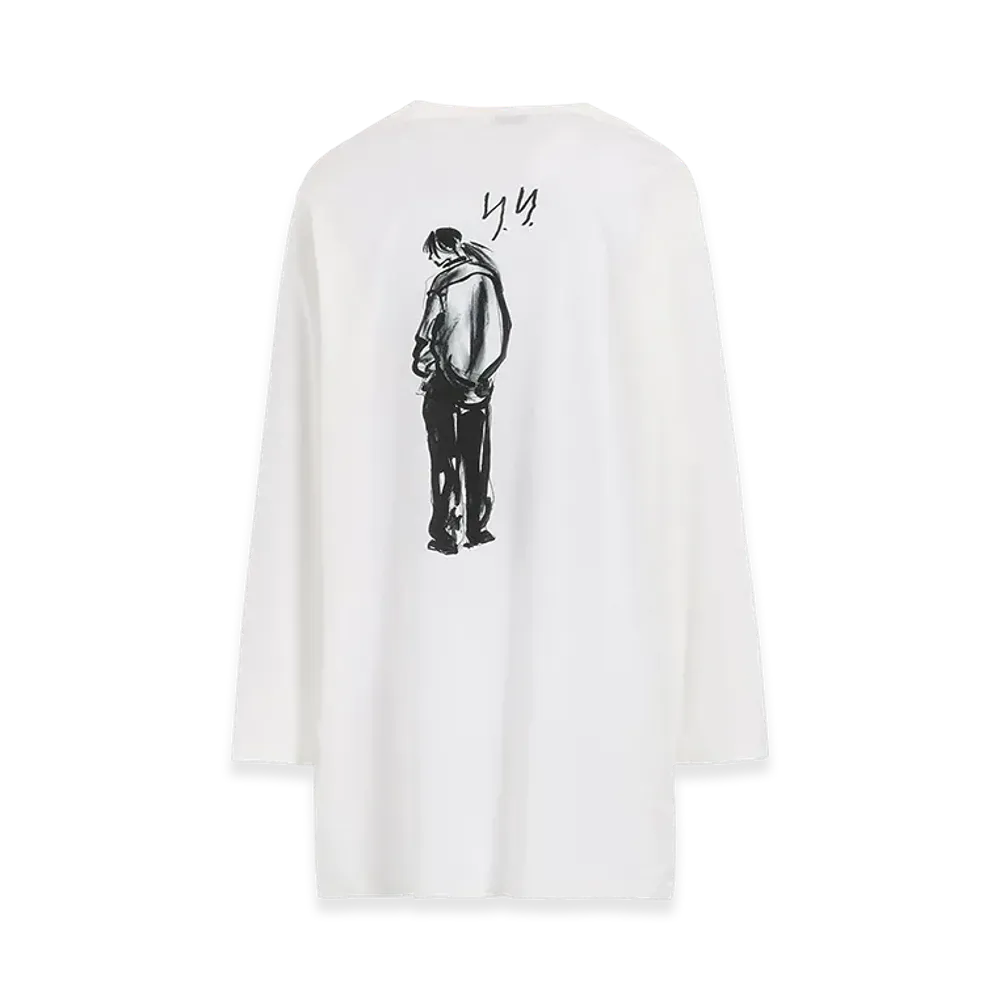 Yohji Yamamoto POUR HOMME Single Jersey Print Long Sleeve A "White"