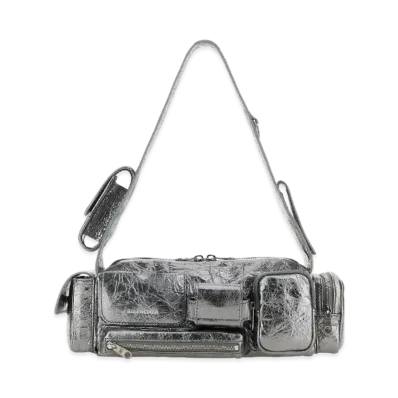 BALENCIAGA Superbusy XS Sling Bag Metalized "Silver"