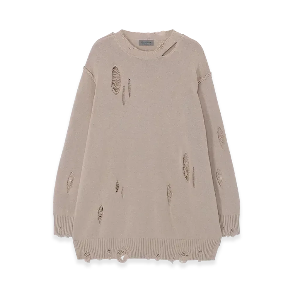 Yohji Yamamoto POUR HOMME 7G2P Jersey Round Neck Knit "Beige"