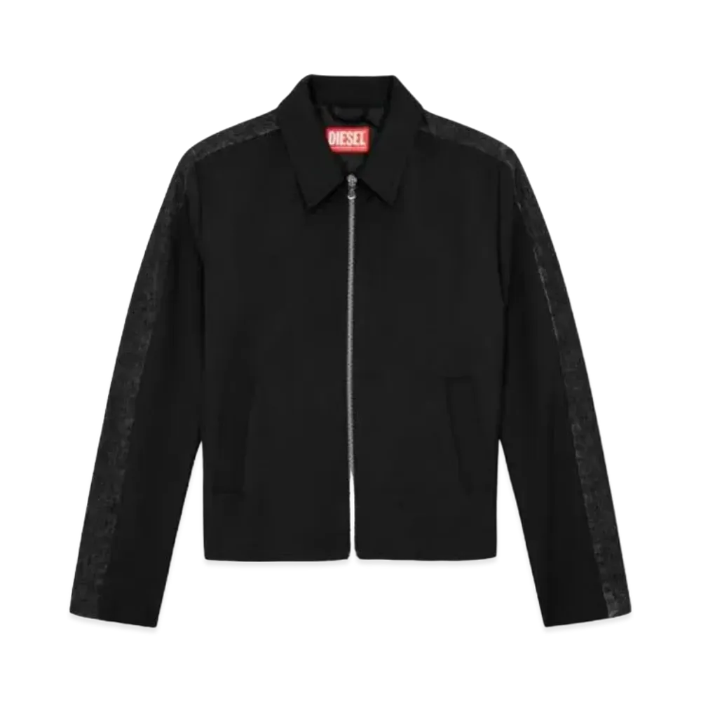 Diesel Blouson Jacket In Wool Blend And Denim "Black"