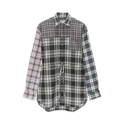 MSGM Tartan Wool Shirt Dress "Black"