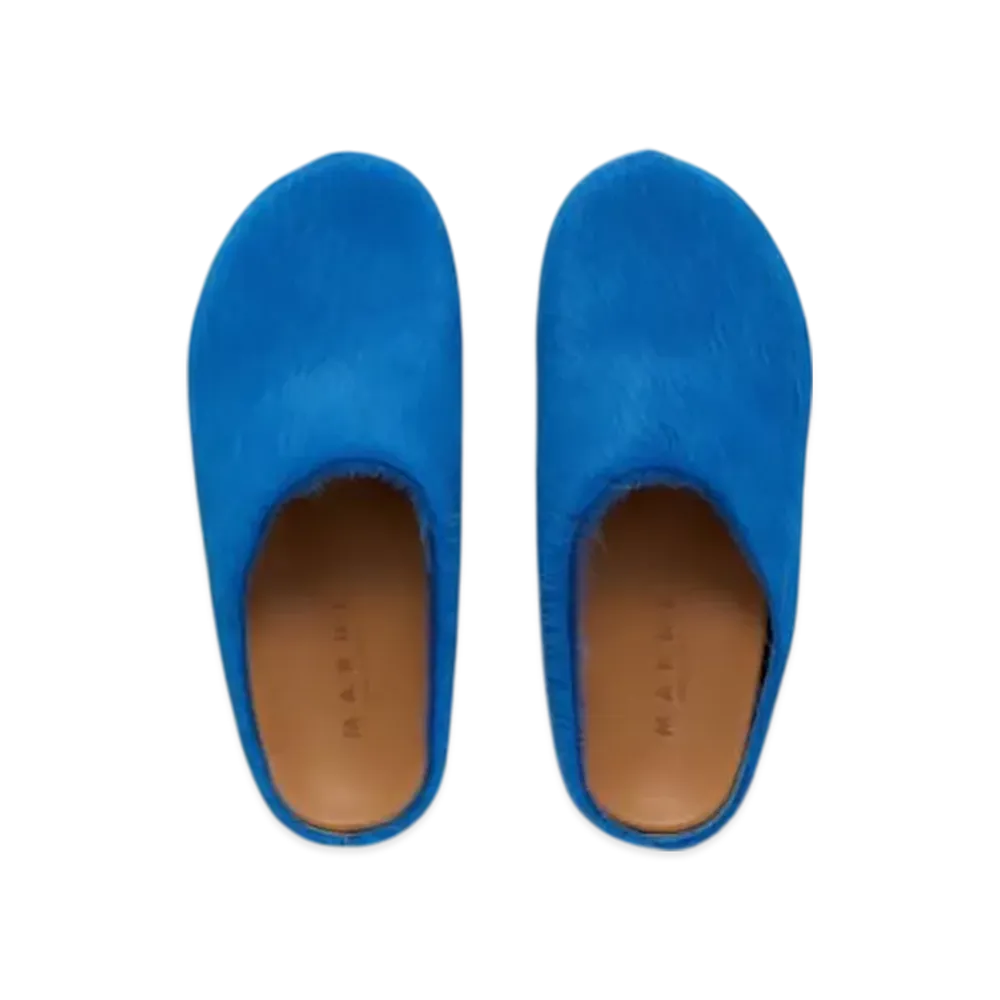 MARNI Fussbett Clog In Blue Longhair Calfskin "Blue"