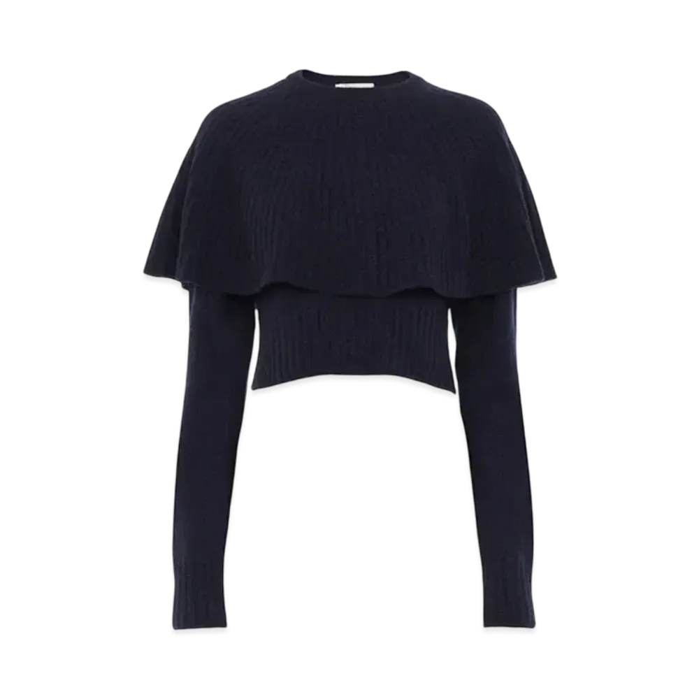 Chloe Cape Sweater In Wool And Cashmere "Classic Navy"