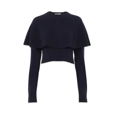 Chloe Cape Sweater In Wool And Cashmere "Classic Navy"