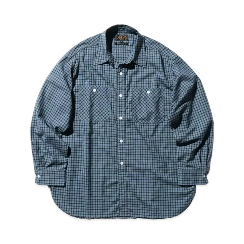 BEAMS Work Wool Plaid "Blue"