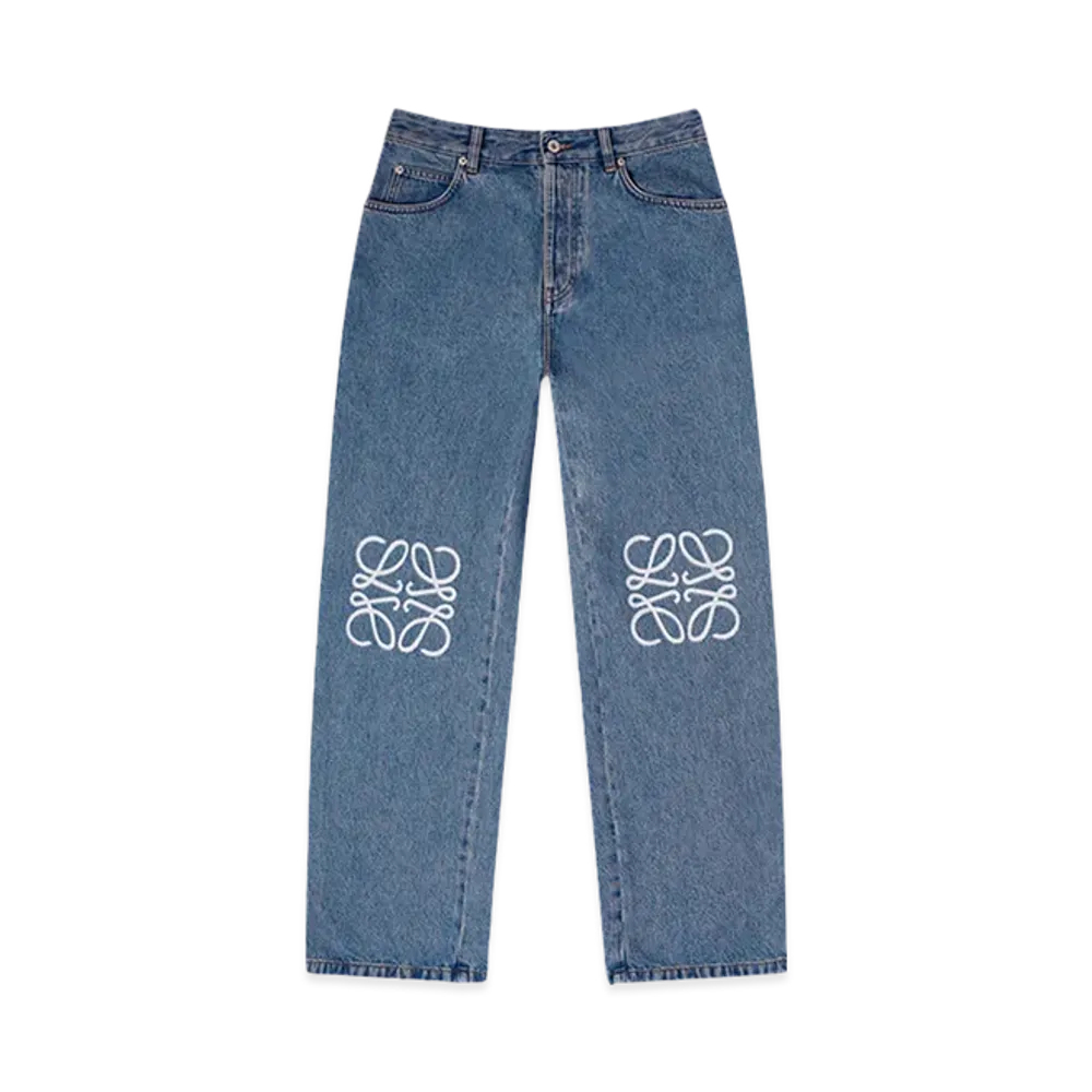 LOEWE Anagram Baggy Jeans In Denim "Mid Blue Denim"