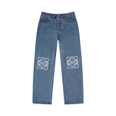 LOEWE Anagram Baggy Jeans In Denim "Mid Blue Denim"