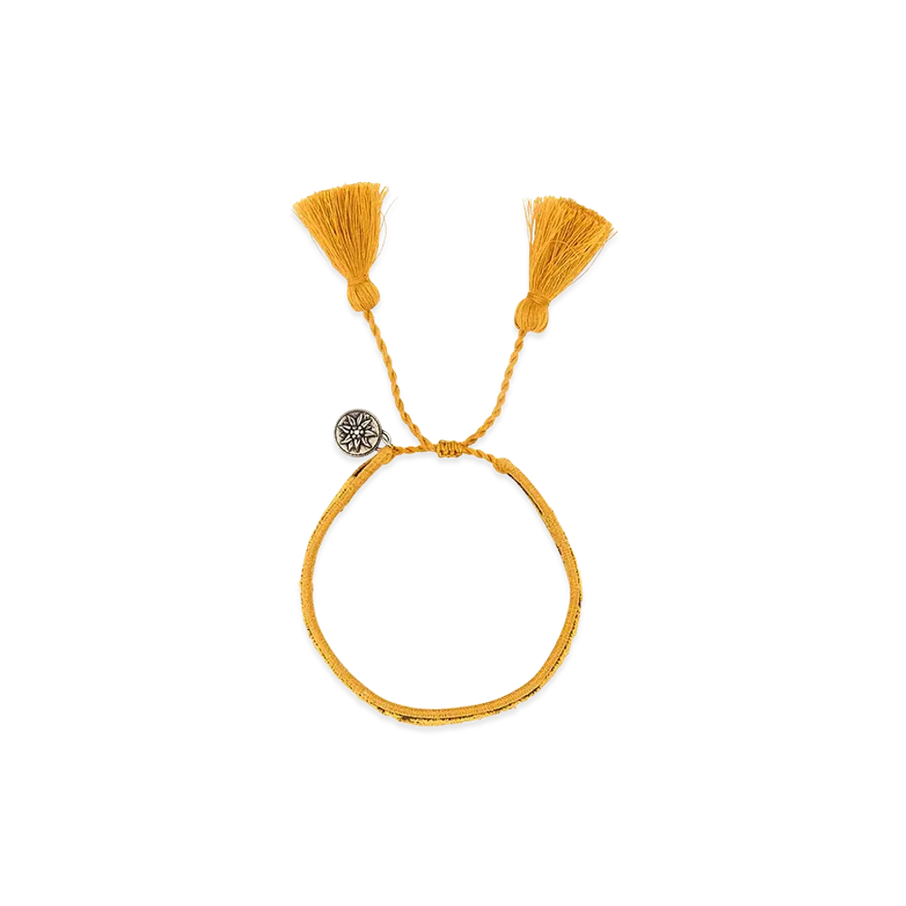 PRADA Women's Two-Tone Suede And Fabric Bracelet "Yellow"