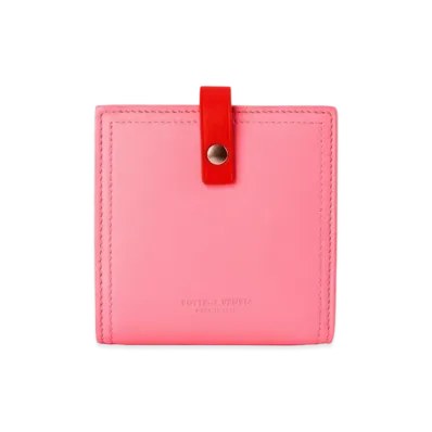Bottega Veneta Lambskin Calfskin Bi-fold Compact Wallet "Rosa"