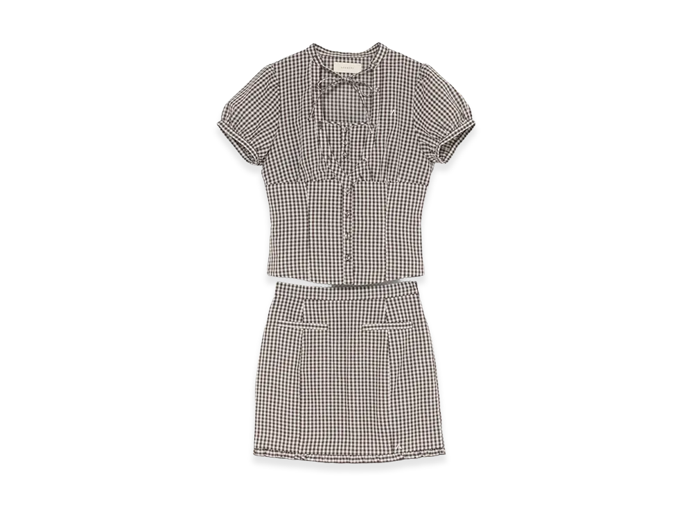 ANDMARY Women's Rebecca Gingham Check Set Up "Brown"