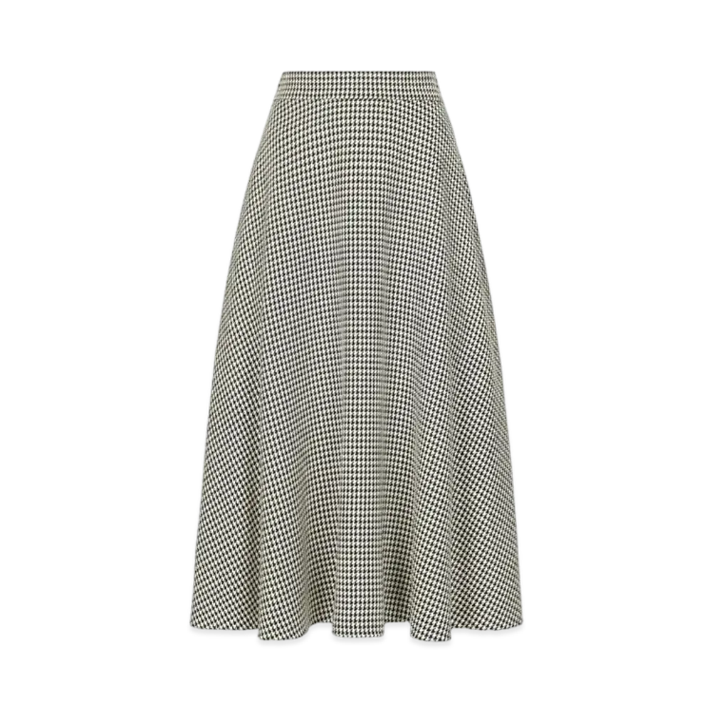 DOLCE&GABBANA Calf-Length Wool Houndstooth Circle Skirt "Multicolor"