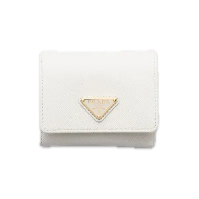 PRADA Saffiano Triangle Wallet "White"