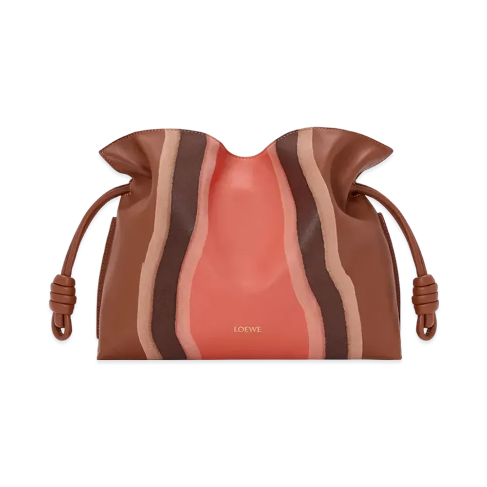 LOEWE Flamenco Clutch Landscape Medium "Pecan/Parrot Pink"
