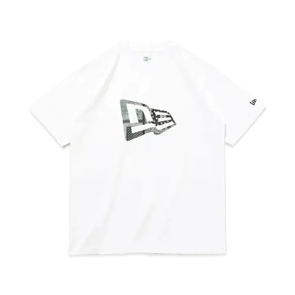 NEW ERA Short Sleeve Cotton T-Shirt Paisley Flag Logo Regular Fit "White"