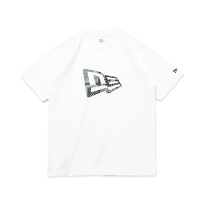 NEW ERA Short Sleeve Cotton T-Shirt Paisley Flag Logo Regular Fit "White"