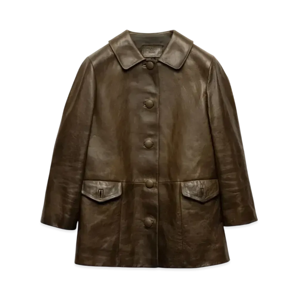 PRADA Men's Leather Blouson Jacket "Green"