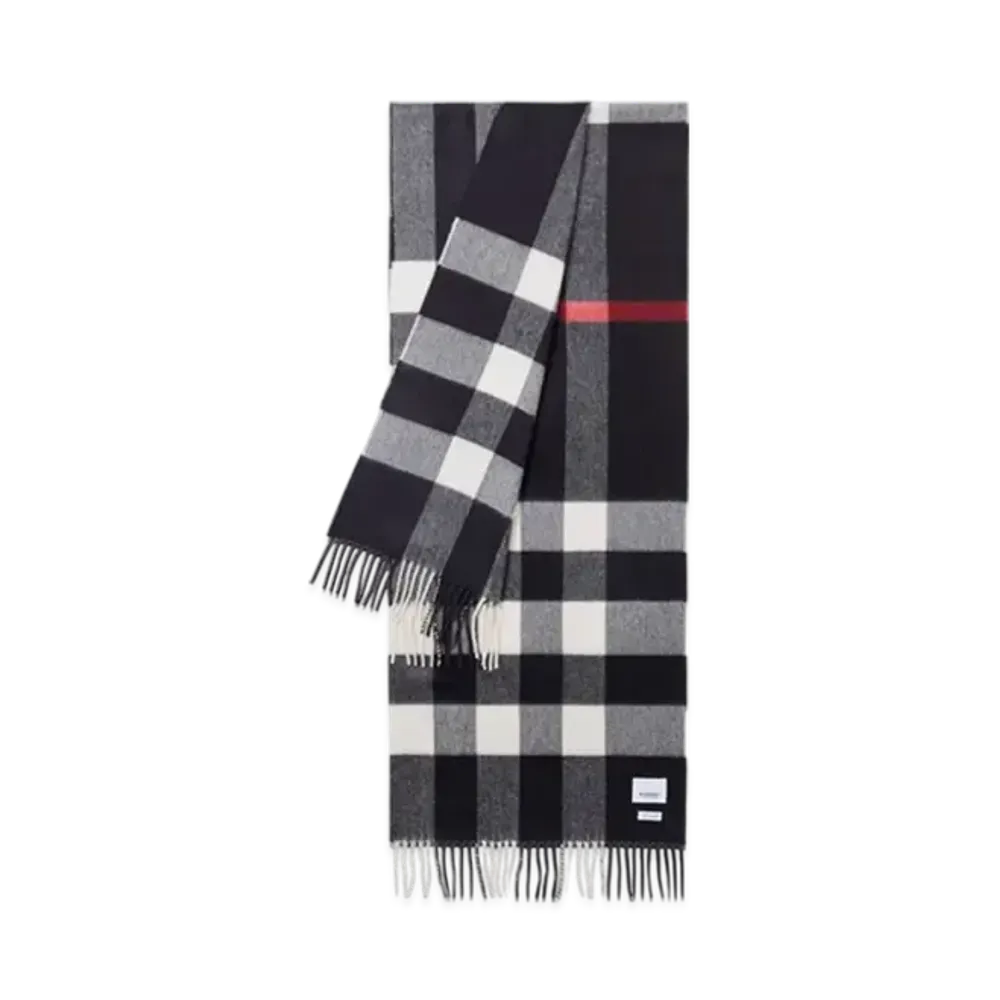 Burberry Check Cashmere Scarf "Navy"